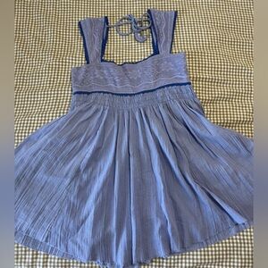 Free People lace edge mini dress in baby blue size large